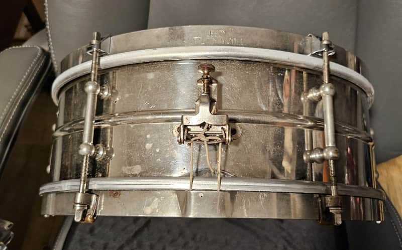 Leedy Utility Model, 5x14, 6-lug 20's/30's - nickel over brass image 1