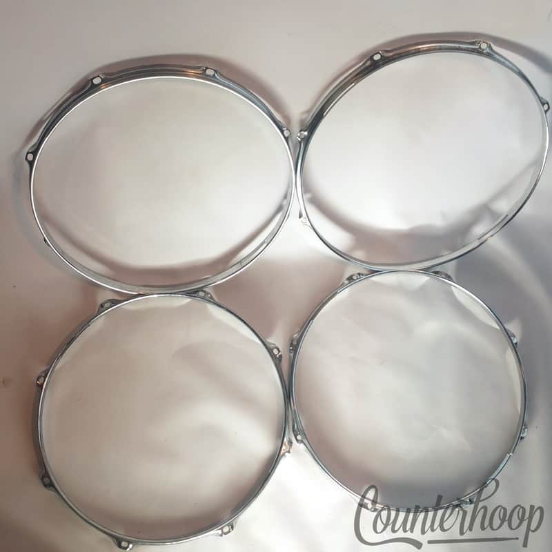 *Ludwig 4x 14"Rims/Hoops 8Lug-Hole Snare Drum Resonant Chrome Vintage 70s USA* image 1