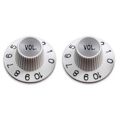 2 White Volume Witch Hat Knobs Silver reflector for US pots image 1