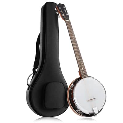 6-String Banjo Guitar with Closed Solid Back Resonator and 24 Brackets image 1