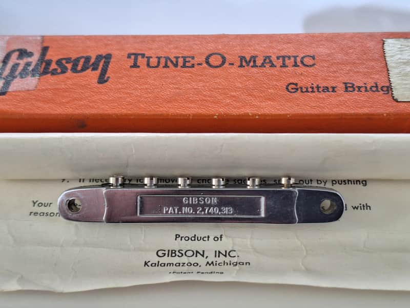 NOS 1960's Gibson Pat. No. Tune-O-Matic Bridge W/Original Box And Instructions image 1
