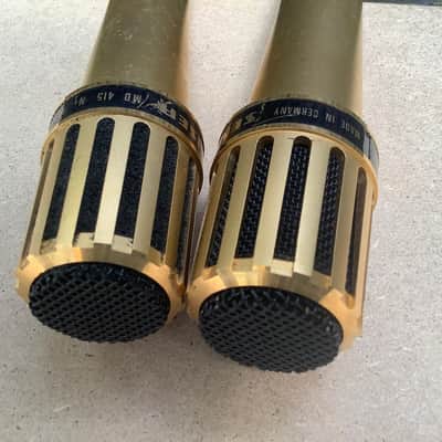 2x Sennheiser GOLD MD 415 N / nice set Vintage made in Germany 70’s Ultra rare GOLD version microphone set ! image 13
