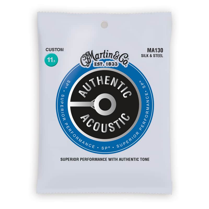 Martin MA130 Authentic Acoustic SP Silk & Steel Folk Acoustic Guitar Strings - Custom (.115 - .47) image 1
