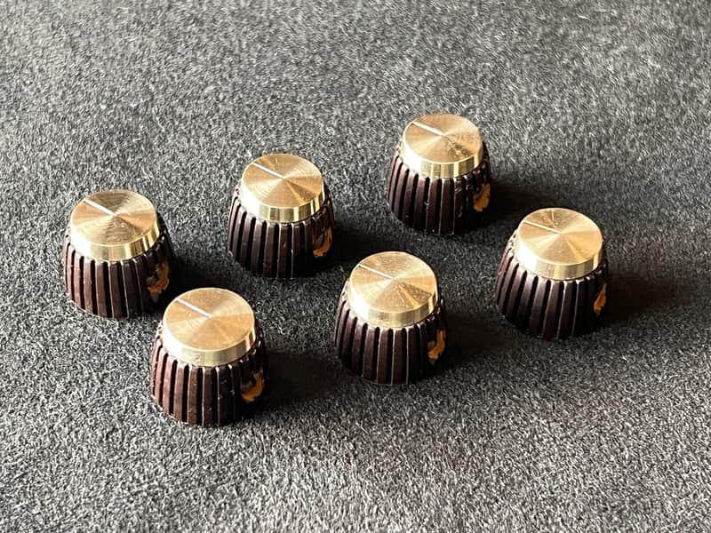 Set of 6- NOS Vintage Marshall Amp Knobs- Brown Phenolic Bakelite for Marshall Plexi/ 70s Amps image 1