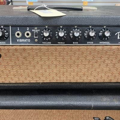 Fender Black Panel Bandmaster 40-Watt 2-Channel Guitar Amp Head with 2x12 Cabinet 1966-67 image 4