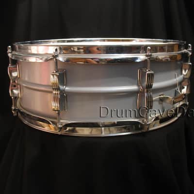 VINTAGE EARLY 1980s LUDWIG LM404 5X14" BLUE & OLIVE BADGE ACROLITE SNARE DRUM, DEMO VIDEO, ALL OEM! image 4
