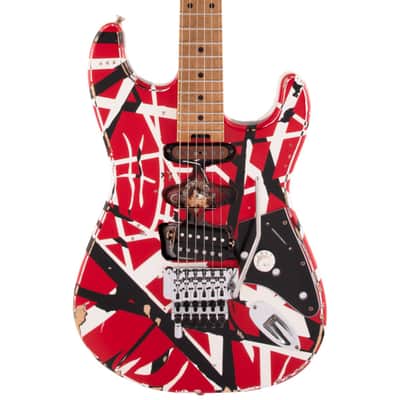 EVH Striped Series Frankie Electric Guitar. Red/White/Black Relic image 6