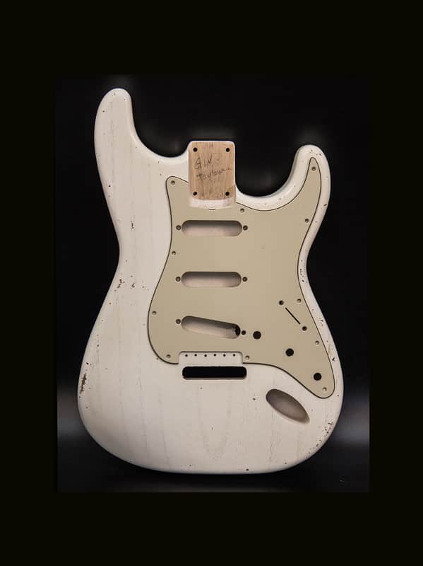 Guitar Mill S-Style Body / 1 Piece Paulownia / 1 lbs. 14 oz. / Nitrocellulose TruGrain™ 'Olympic White' / Closet Clean (#GIN-3941) image 1