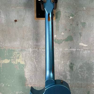 Vintage V120MR-GHB Icon Series Single Cut - Distressed Gun Hill Blue / Sunburst image 8