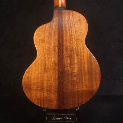 Handcrafted 5 String Baritone Ukulele, Curly Hawaiian Koa, Maple Leaf Inlay, Soft-bag, Bruce Wei UKB19-2009 image 5