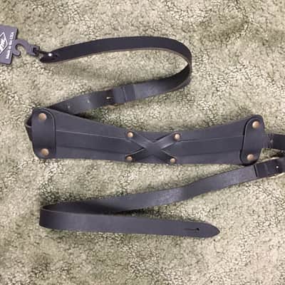 LM Helheim viking series black leather guitar strap image 1