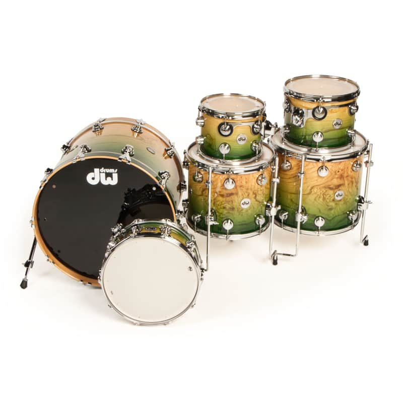 DW Collectors Maple SSC Shell Set Emerald to Natural Fade over Olive Ash Burl - Drum Shell Set image 1