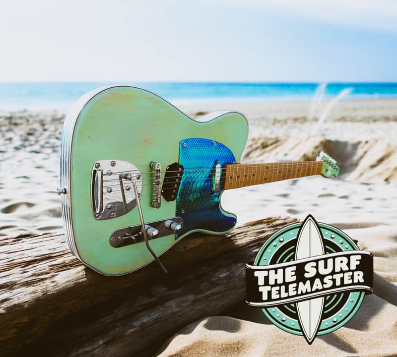 AVALAIBLE - The Surf Telemaster - Atomic Age Style Guitar - Relic Surf Green/Chrome/Reptile Crossover image 1