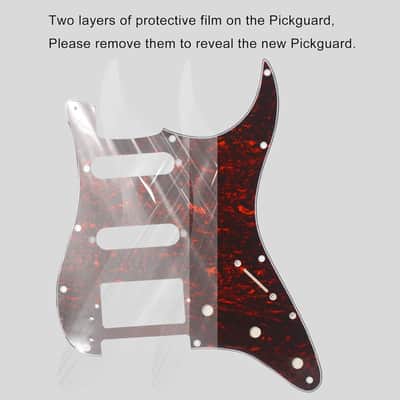 HSS 11 Holes Strat Electric Guitar Pickguard and BackPlate Set for Fender US/Mexico Made Standard Stratocaster Modern Style Guitar Parts (3Ply Red Tortoise) image 3