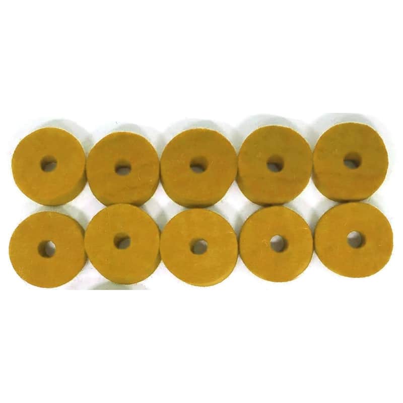 Ahead Yellow Wool Cymbal Felts, 10 pack 1.5" x .5" image 1