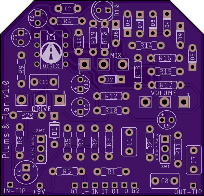 Plums & Flan PCB - Build your own Prunes & Custard Harmonic Generator Intermodulator Pedal! image 1