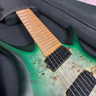 Headless Multiscale 7 String Electric Guitar in Trans Green Burst w/Deluxe GigBag image 18