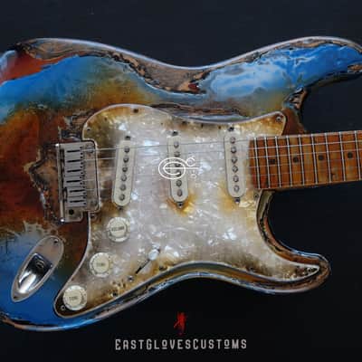 Fender Stratocaster 50th Anniversary Pelham Blue/Amber Paisley Made in USA Heavy Aged Relic image 9