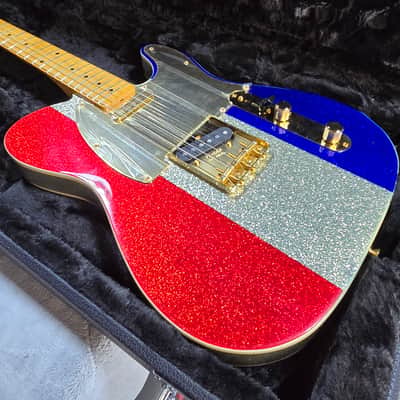 Fender Buck Owens Telecaster Electric Guitar - Red, Silver, and Blue Sparkle w/OHSC & PLEK*D #244 image 10