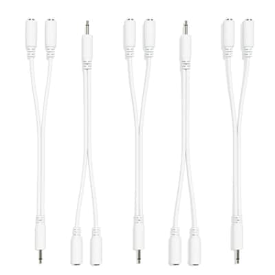 ExcelValley [White] 5-Pack - Mono Splitter Y Patch Cables - TS 3.5mm 1/8" Eurorack Synth Synthesizer image 3