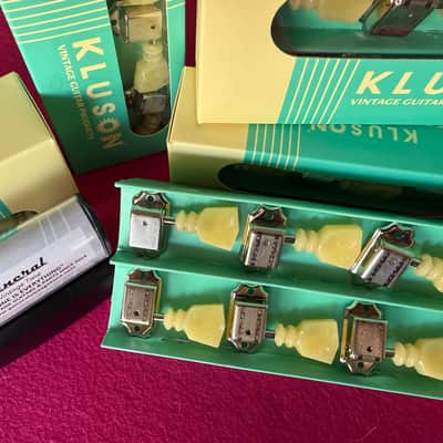 Kluson KLUSON 3 aside tulip Double ring Tuners - Double line stamp Nickel image 5