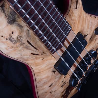 Mayones Cali 4 Bass Purpleheart Body with Buckeye Burl Top Rosewood Board W Case image 5