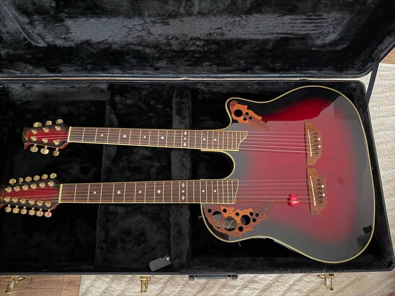 Ovation CSD225 Celebrity Double Neck Ruby Red burst image 1
