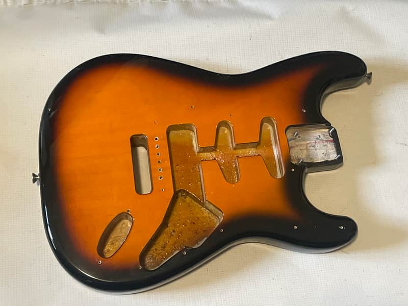 1993 MIM Fender Mexico 3TS Sunburst Stratocaster Guitar Body 6 Post Tremolo image 1