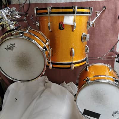 Vintage Eddie Ryan Custom fusion / bop shellpack – 10, 12, 13, 16, 20 in gold sparkle image 5