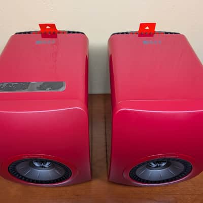 KEF LS50 Wireless II Crimson Red Speakers - Showroom Demo Pair w/ Box image 2