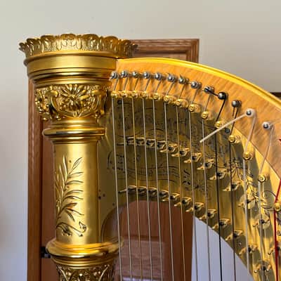 Lyon & Healy Concert Harp Style #21 1912 - Curly Maple, Sitka Pine, Gold leaf Gilding image 4