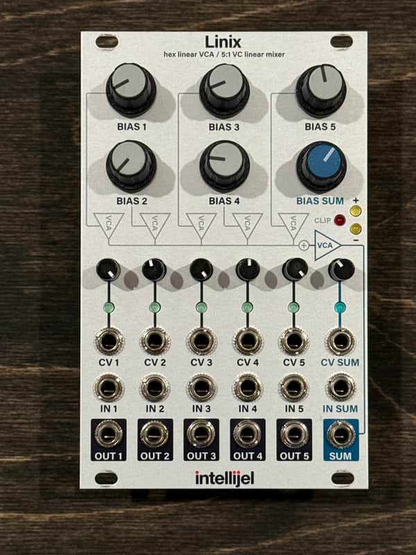 Intellijel Linix Hex Linear VCA / 5:1 VC Mixer Eurorack Synth Module 2013 - 2018 - Silver image 1