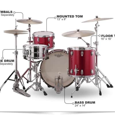 Ludwig Classic Maple Pro Beat Shell Pack w/24" Bass Drum - Red Sparkle (L84433AX27WC) image 2