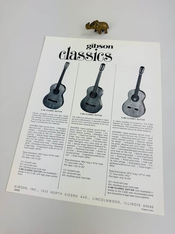 Gibson Late 1960s "Classics” Classical Guitar Flyer image 1