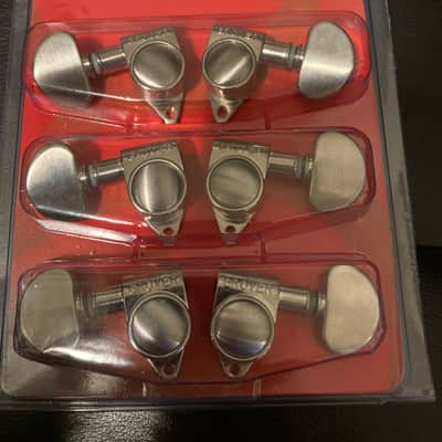 Grover 102 Vintage Rotomatic 3+3 Tuning Heads 2010s - brushed nickel image 2