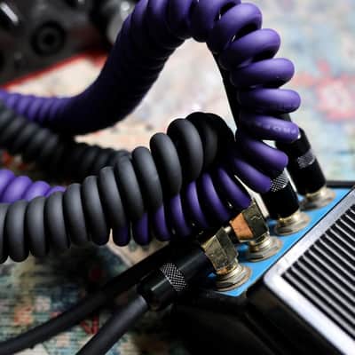 20ft/6m Coiled Guitar Cable Pancake Connector L-S Coil Electric Instrument Cable Curly Instrument Cable Stretchable 1/4 inch Right Angle to Straight(20ft-Black) image 3