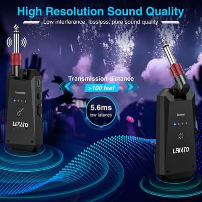 LEKATO 5.8G Wireless Guitar Bass System Transmitter Receiver 4 Channels image 3