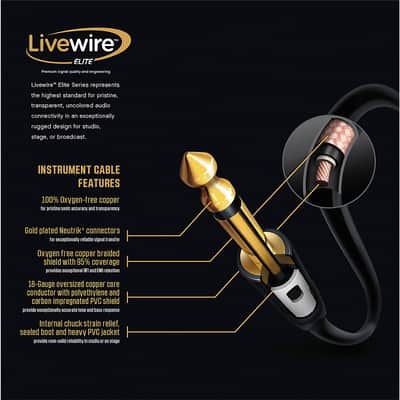 Livewire Elite Instrument Cable 25 ft. Black image 2