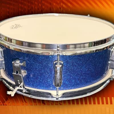 Majestic Drums 5x14" 6-Lug 'Stencil' Snare Drum (1960s) in Blue Sparkle image 2