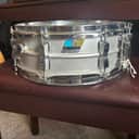 Ludwig No. 404 Acrolite 5x14" 8-Lug Aluminum Snare Drum with Pointed Blue/Olive Badge 1969 - 1979 - Matte Aluminum