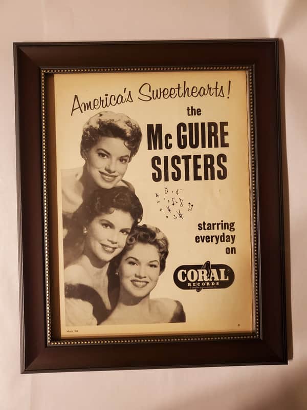 1956 Coral Records Promotional Ad Framed The McGuire Sisters Original image 1