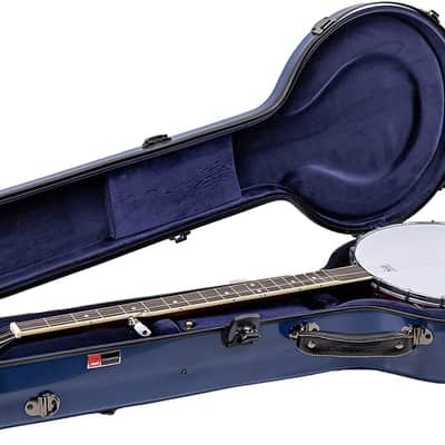Crossrock Deluxe Fiberglass Flight Hard Case for 11 inches 5 Strings Open Back Banjo, Navy Blue image 1