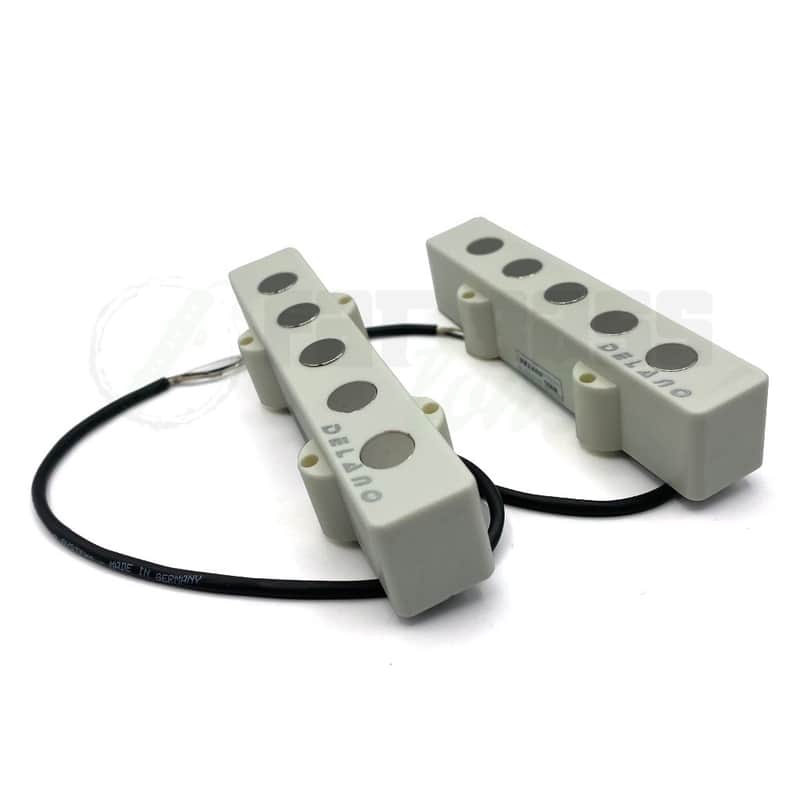 Delano JMVC5 FE/M2-AS  White 5 String Hum Cancelling Jazz Bass® Set - (4.12" Bridge & 4.0" Neck) image 1