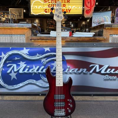 G&L Tribute L-2500 - 5-String Active Bass Guitar - Red Burst Finish image 9