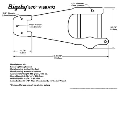 Bigsby B70G Vibrato Tailpiece Gold | Licensed Bigsby Lightening Series image 9