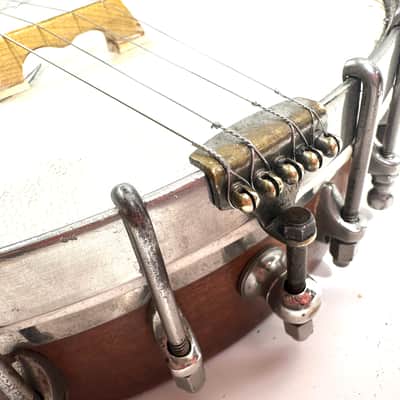 Vega vintage tenor cello banjo 4 strings with painted head New York made Style N “the Tabby” 1924 - Wood and half skin image 11