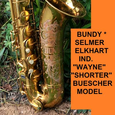 LOVELY WAYNE SHORTER MODEL RARE BUNDY-ELKHART-SELMER-BUESCHER TENOR SAXOPHONE 1950 APRX PROFESSIONAL ORIGINAL FINISH PLAY READY TESTED FREE SHIP image 3