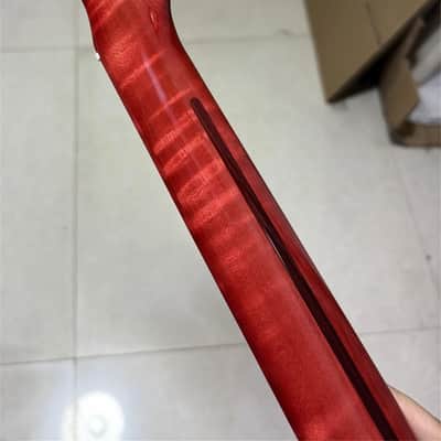 22 fret Red flame Maple Electrick Guitar neck gloss 25.5 in for parts image 4