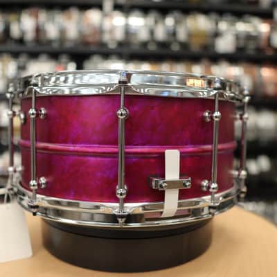 Pork Pie 6.5x14" Aluminum Snare Drum (Pink Alcohol Ink Finish) image 6