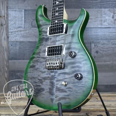 PRS Wood Library CE-24 Satin Quilt Top - Faded Gray Black Green Burst with Gigbag image 12
